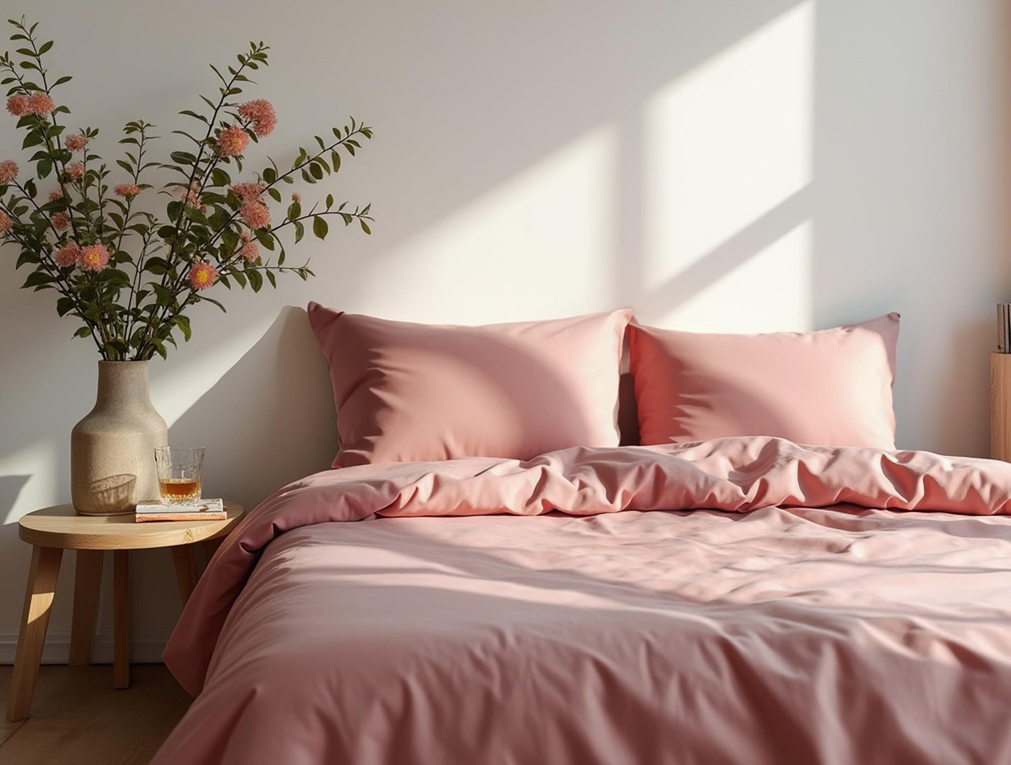 Dusty pink satin bedding set