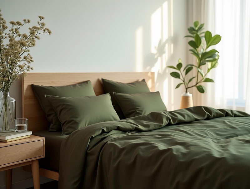 Dark olive sateen duvet cover 1 Duvet cover Cotton satin duvet Comforter cover set