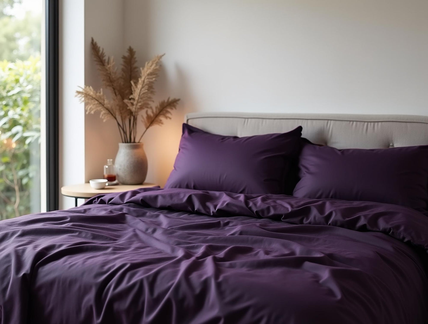 Deep purple sateen duvet cover 1 Duvet cover Cotton satin duvet Comforter cover set