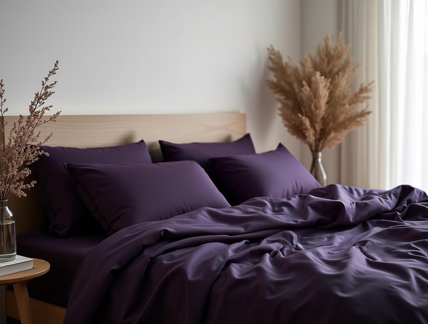Deep purple sateen duvet cover 1 Duvet cover Cotton satin duvet Comforter cover set