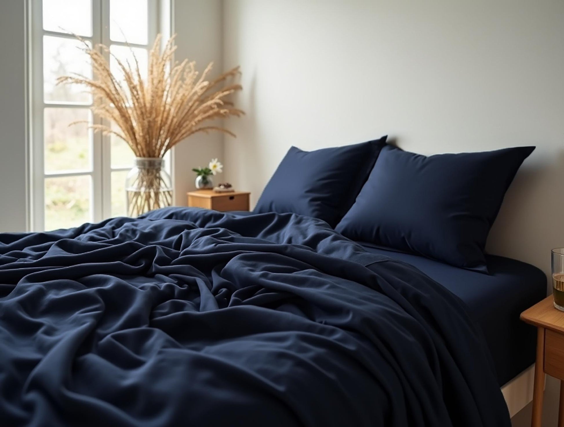 Navy duvet cover 1 Duvet cover Cotton sateen duvet Comforter cover set
