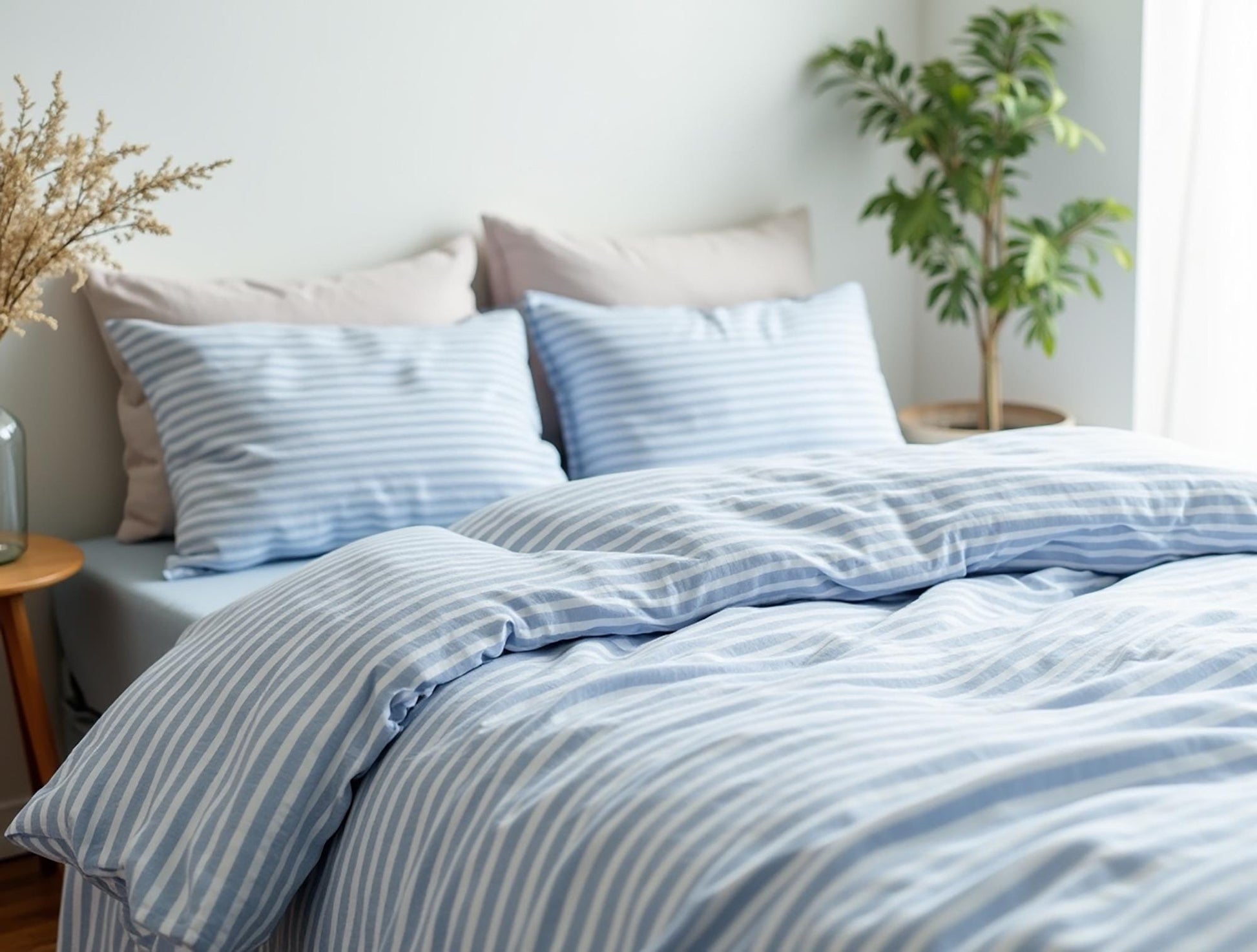 Blue Stripe Cotton Bedding Set