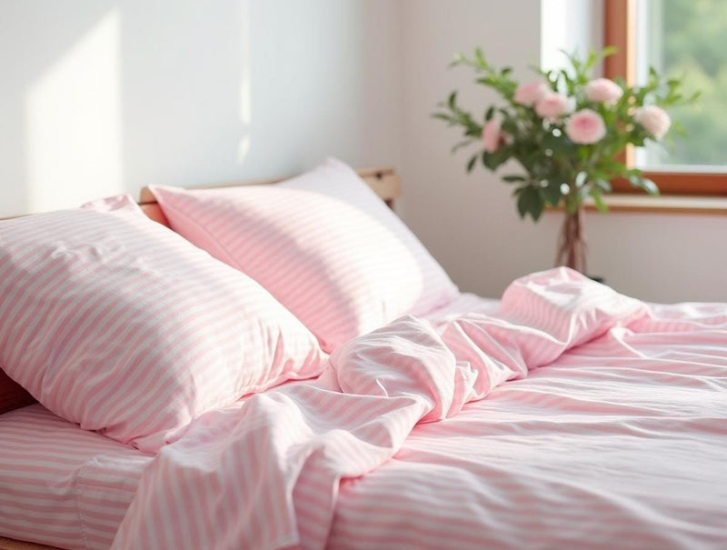 Pink Stripe Cotton Bedding Set