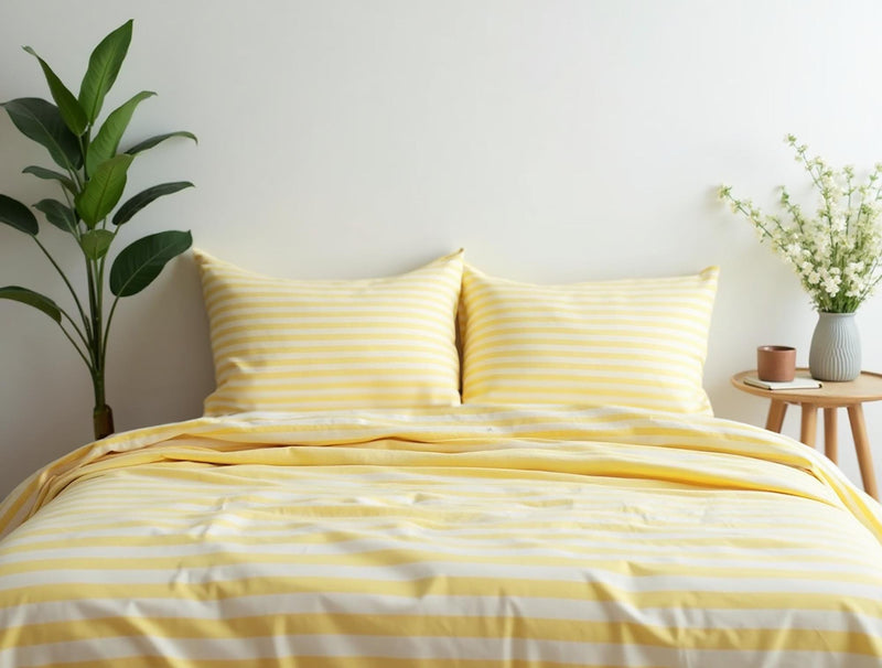 Yellow Stripe Cotton Bedding Set