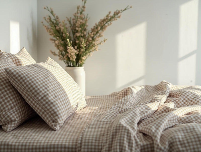 Brown Gingham Cotton 1 Duvet cover Checkered Comforter cover set Cozy Bedroom Decor Cotton duvet