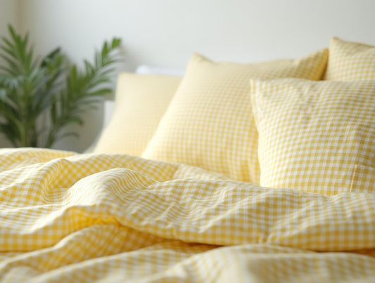 Yellow Small Gingham Cotton 1 Duvet cover Checkered Comforter cover set Cozy Bedroom Decor Cotton duvet