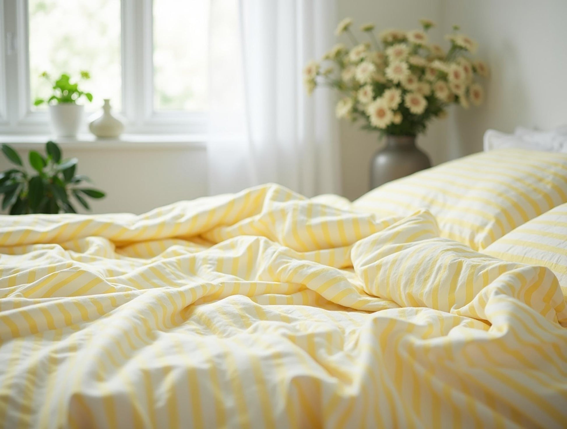 Yellow Stripe Cotton 1 Duvet cover Checkered Comforter cover set Cozy Bedroom Decor Cotton duvet