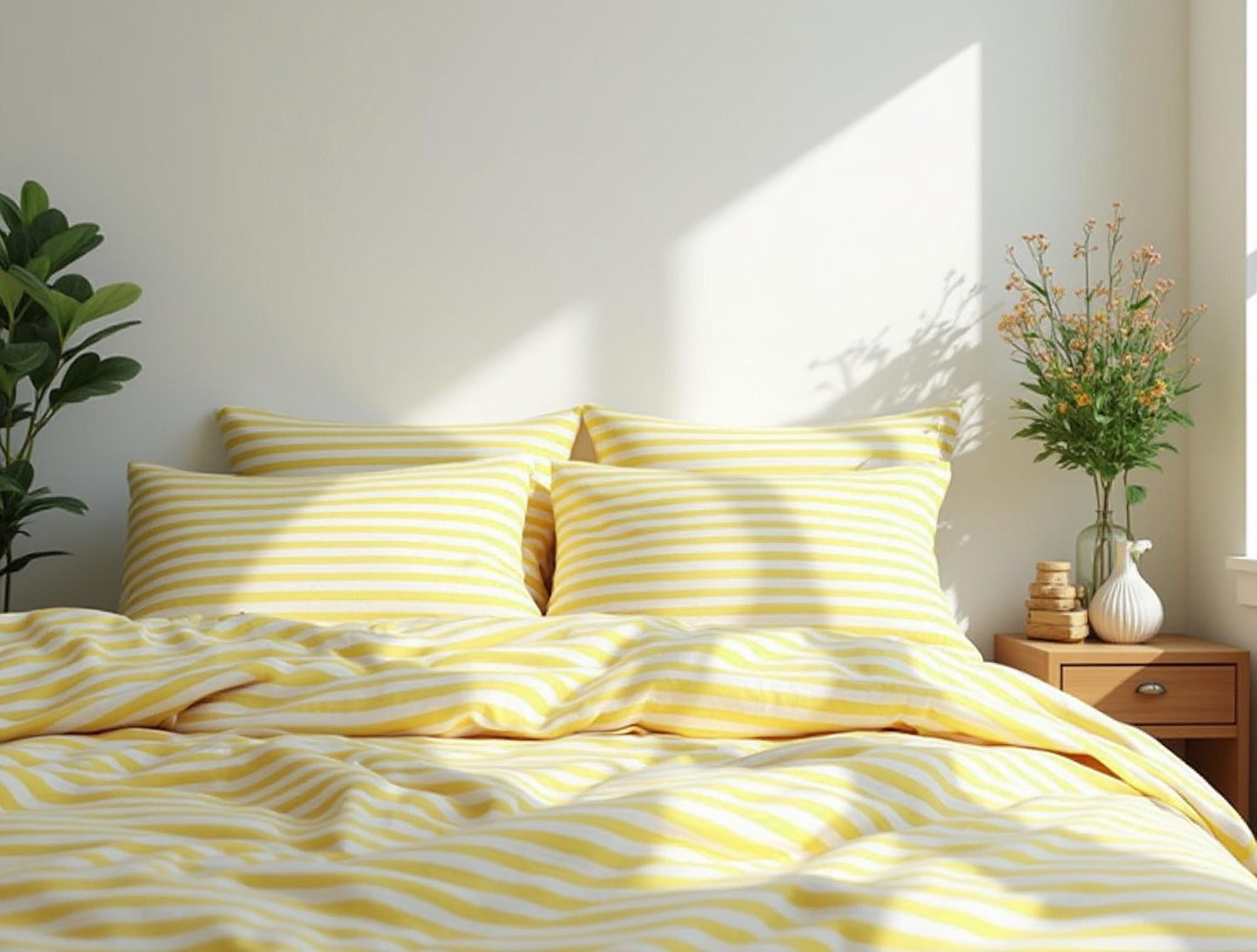 Yellow Stripe Cotton 1 Duvet cover Checkered Comforter cover set Cozy Bedroom Decor Cotton duvet