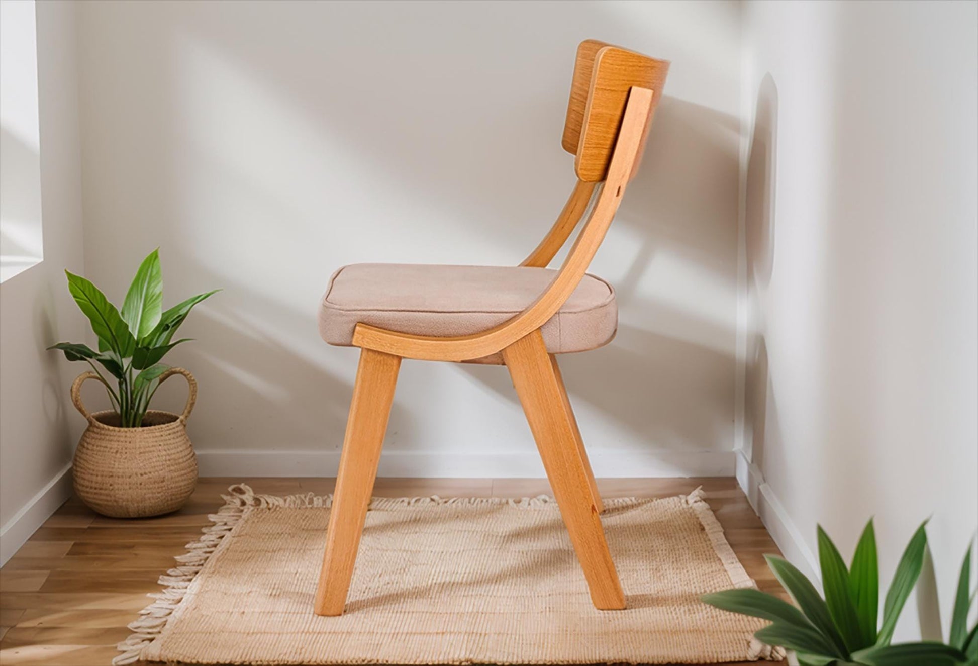 Natural Beech Wooden Chair Modern wooden dining Chair minimalist solid wood Seating