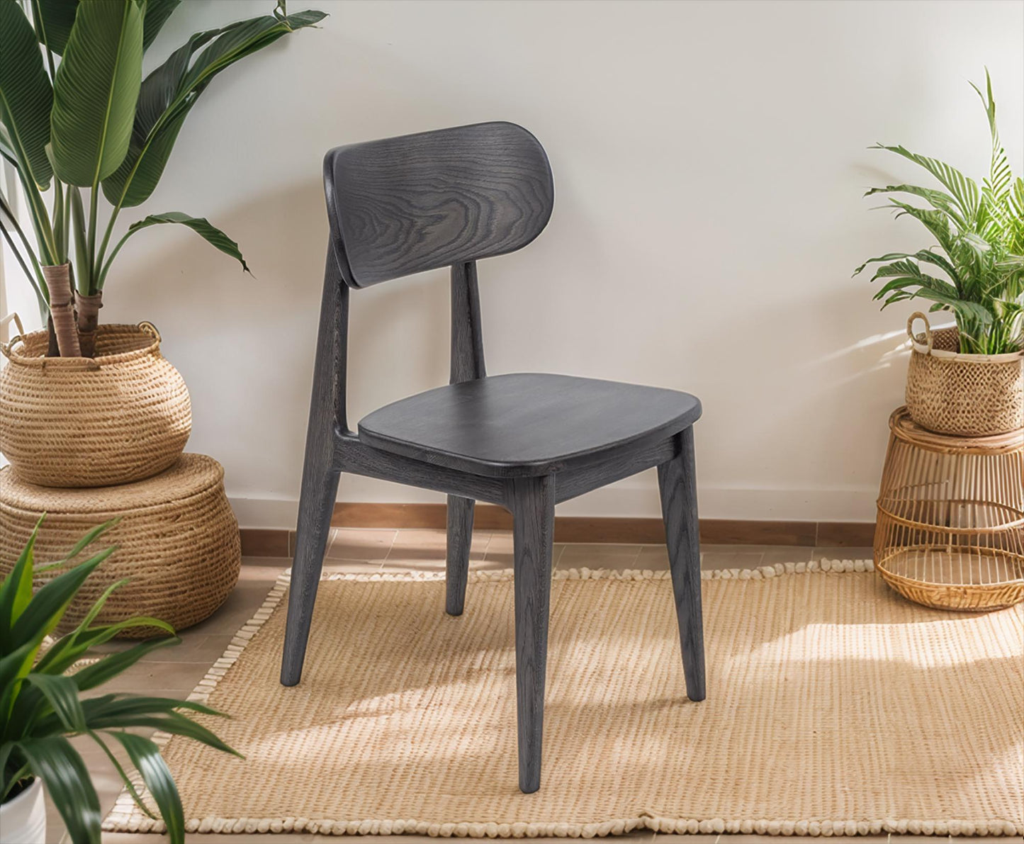 Natural Oak Wooden Chair Modern wooden dining Chair minimalist solid wood Seating