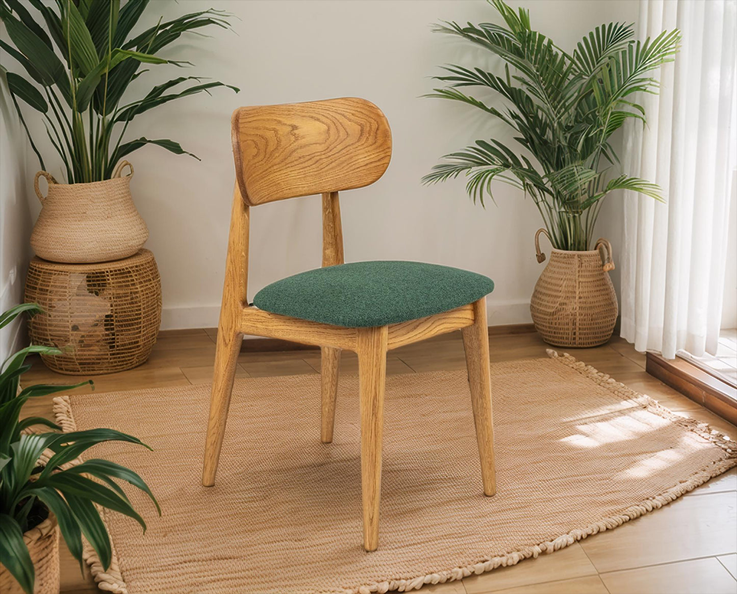 Natural Oak Wooden Chair Modern wooden dining Chair minimalist solid wood Seating