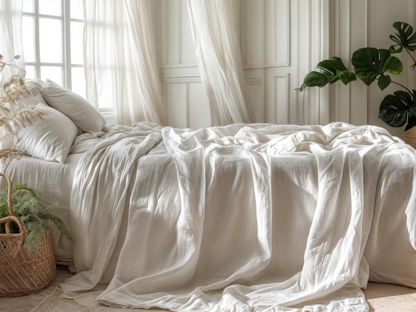 White Linen Coverlet softened linen Bed Cover Queen King size linen coverlet linen bed throw blanket couch cover