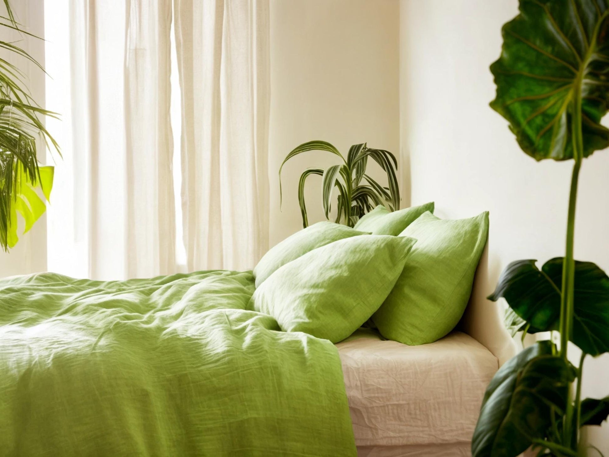 Lime Linen Coverlet softened linen Bed Cover Queen King size linen coverlet green linen bed throw blanket couch cover