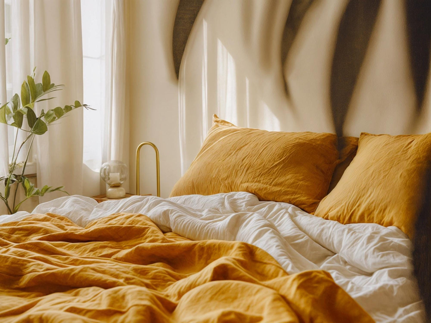 Marigold Linen Coverlet softened linen Bed Cover Queen King size linen coverlet turmeric linen bed throw blanket couch cover