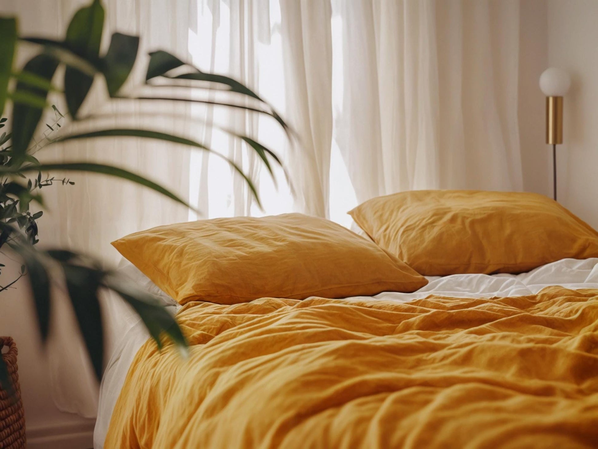 Marigold Linen Coverlet softened linen Bed Cover Queen King size linen coverlet turmeric linen bed throw blanket couch cover