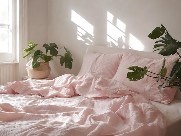 Pastel pink linen flat sheet 1 Flat sheet Stonewashed 100% Flax Bedding for Natural Comfort