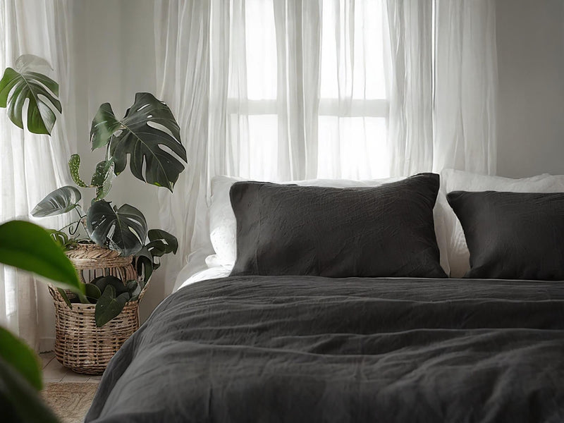 Charcoal Linen Coverlet softened linen Bed Cover Queen King size linen coverlet gray linen bed throw blanket couch cover
