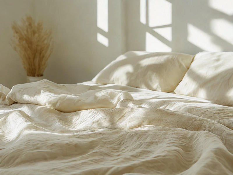 Ivory linen sheet set 1 flat sheet and 1 fitted sheet and 2 pillowcases Stonewashed 100% Flax Linen Set
