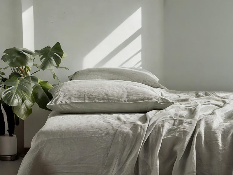 Sand linen sheet set 1 flat sheet and 1 fitted sheet and 2 pillowcases Stonewashed 100% Flax Linen Set