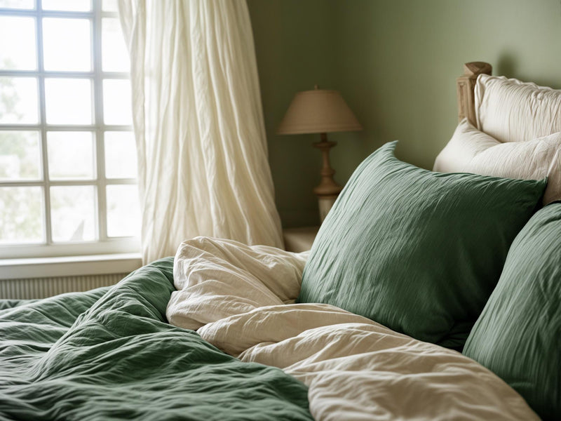 Fern linen sheet set 1 flat sheet and 1 fitted sheet and 2 pillowcases Stonewashed 100% Flax Linen Set