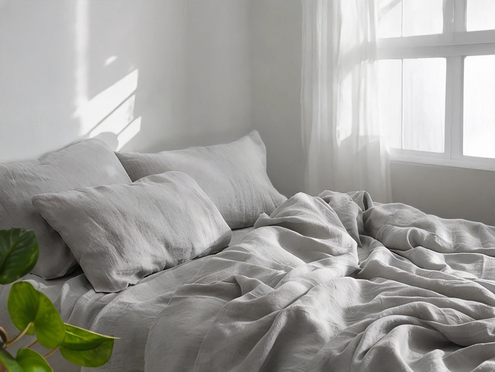 Light gray linen flat sheet 1 Flat sheet Stonewashed 100% Flax Bedding for Natural Comfort