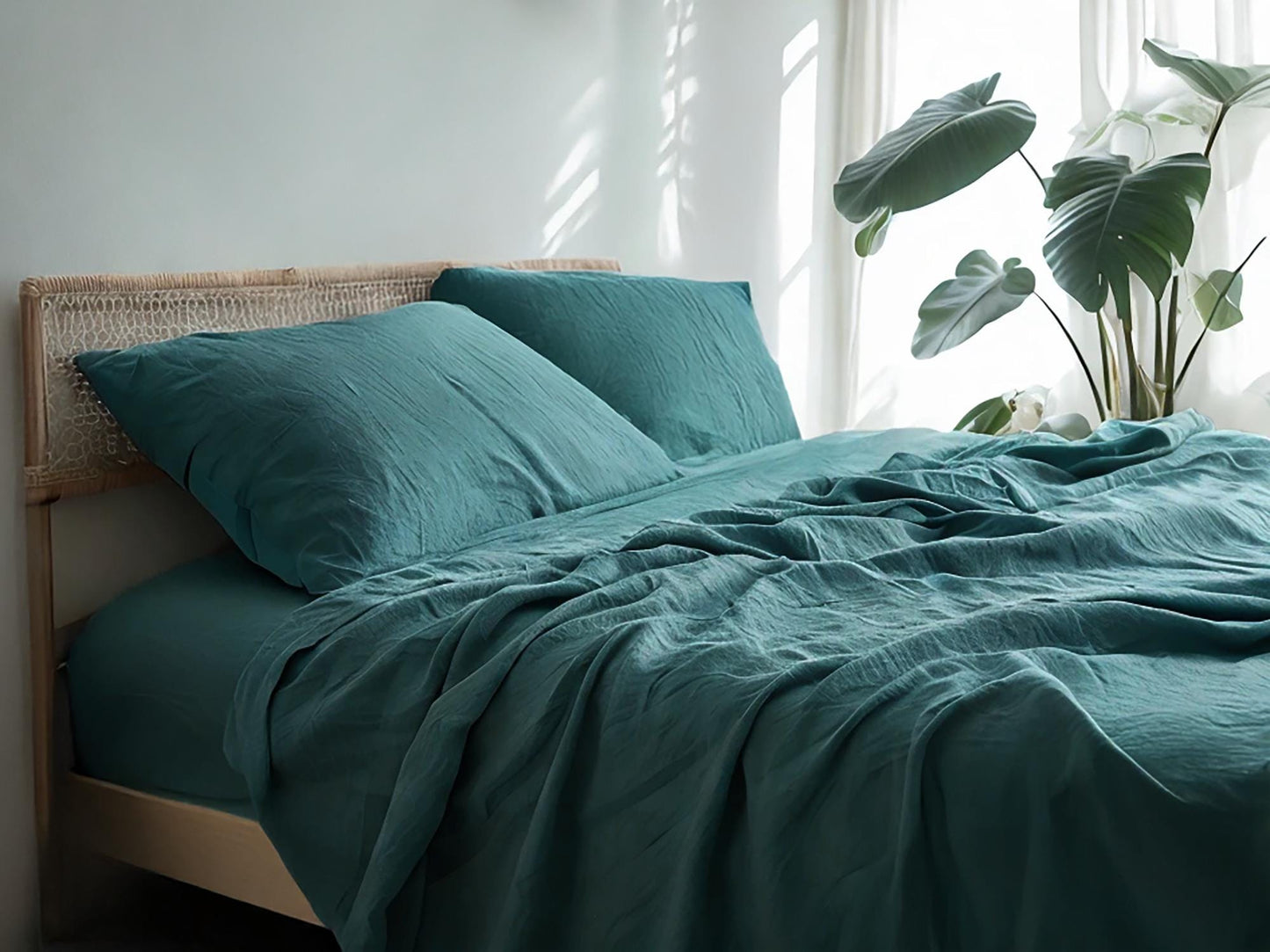 Teal linen flat sheet 1 Flat sheet Stonewashed 100% Flax Bedding for Natural Comfort