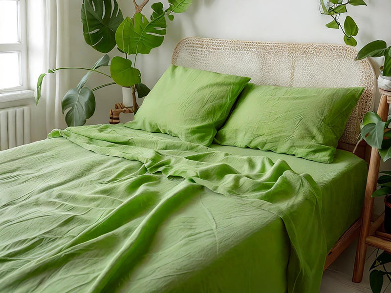 Lime linen flat sheet 1 Flat sheet Stonewashed 100% Flax Bedding for Natural Comfort