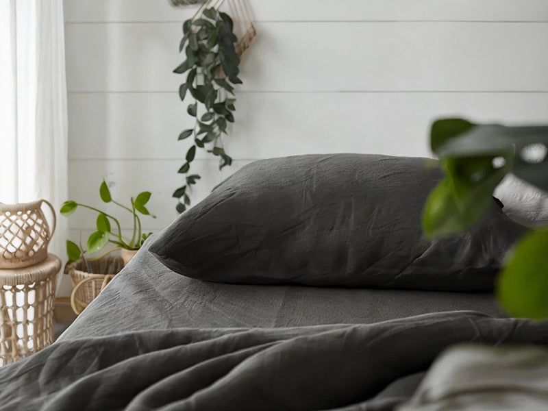 Charcoal Linen Pillowcase pillowcase King Queen Standard Euro Decoraive Toddler Multiple Sizes
