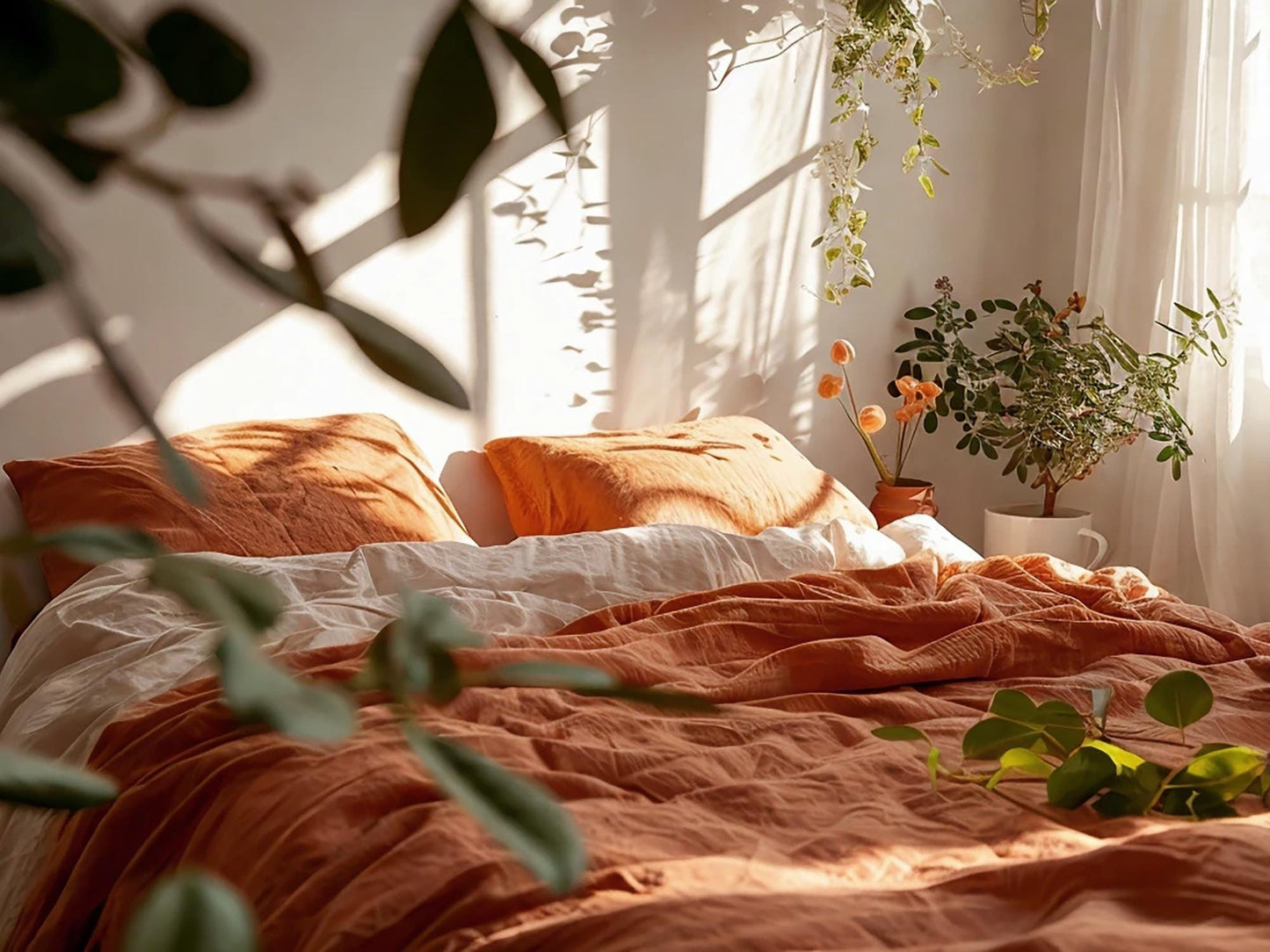 Carrot Linen Pillowcase pillowcase King Queen Standard Euro Decoraive Toddler Multiple Sizes