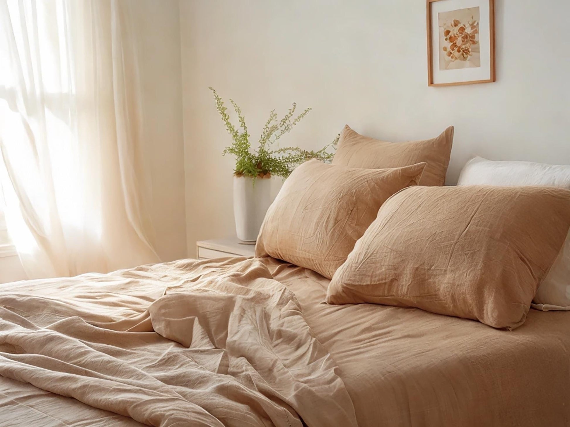 Almond Linen Pillowcase pillowcase King Queen Standard Euro Decoraive Toddler Multiple Sizes