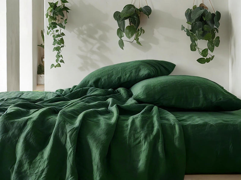 Verdant linen fitted sheet 1 Fitted sheet Breathable Stonewashed Bed Sheet in 100% Natural Flax