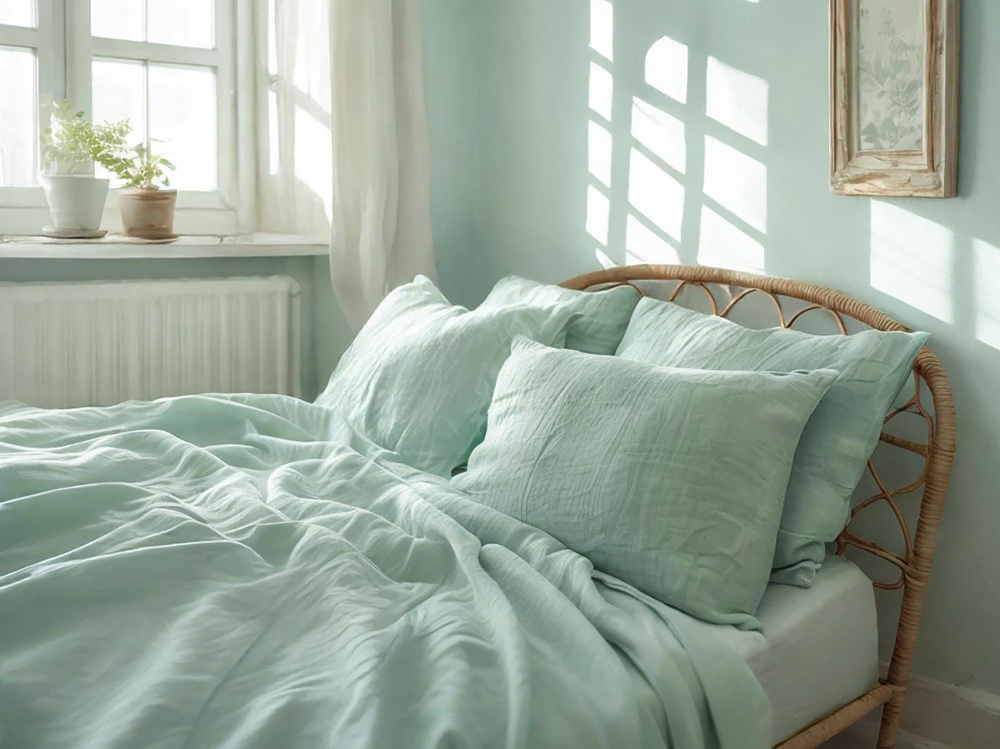 Sea linen fitted sheet 1 Fitted sheet Breathable Stonewashed Bed Sheet in 100% Natural Flax