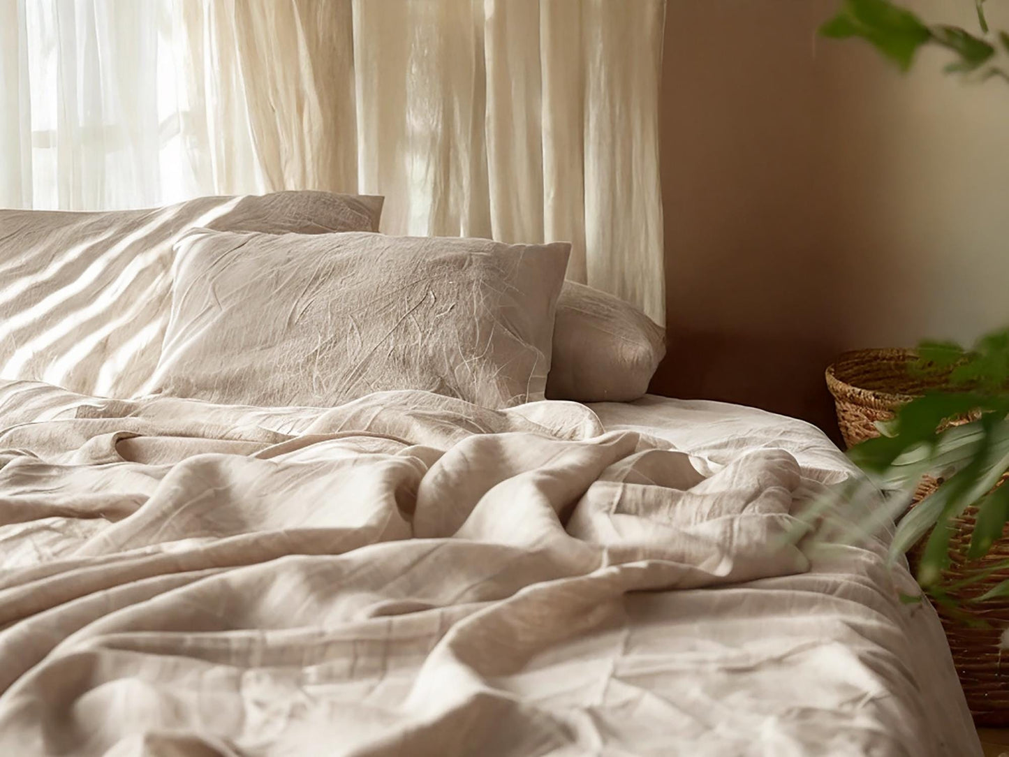 Oat linen fitted sheet 1 Fitted sheet Breathable Stonewashed Bed Sheet in 100% Natural Flax