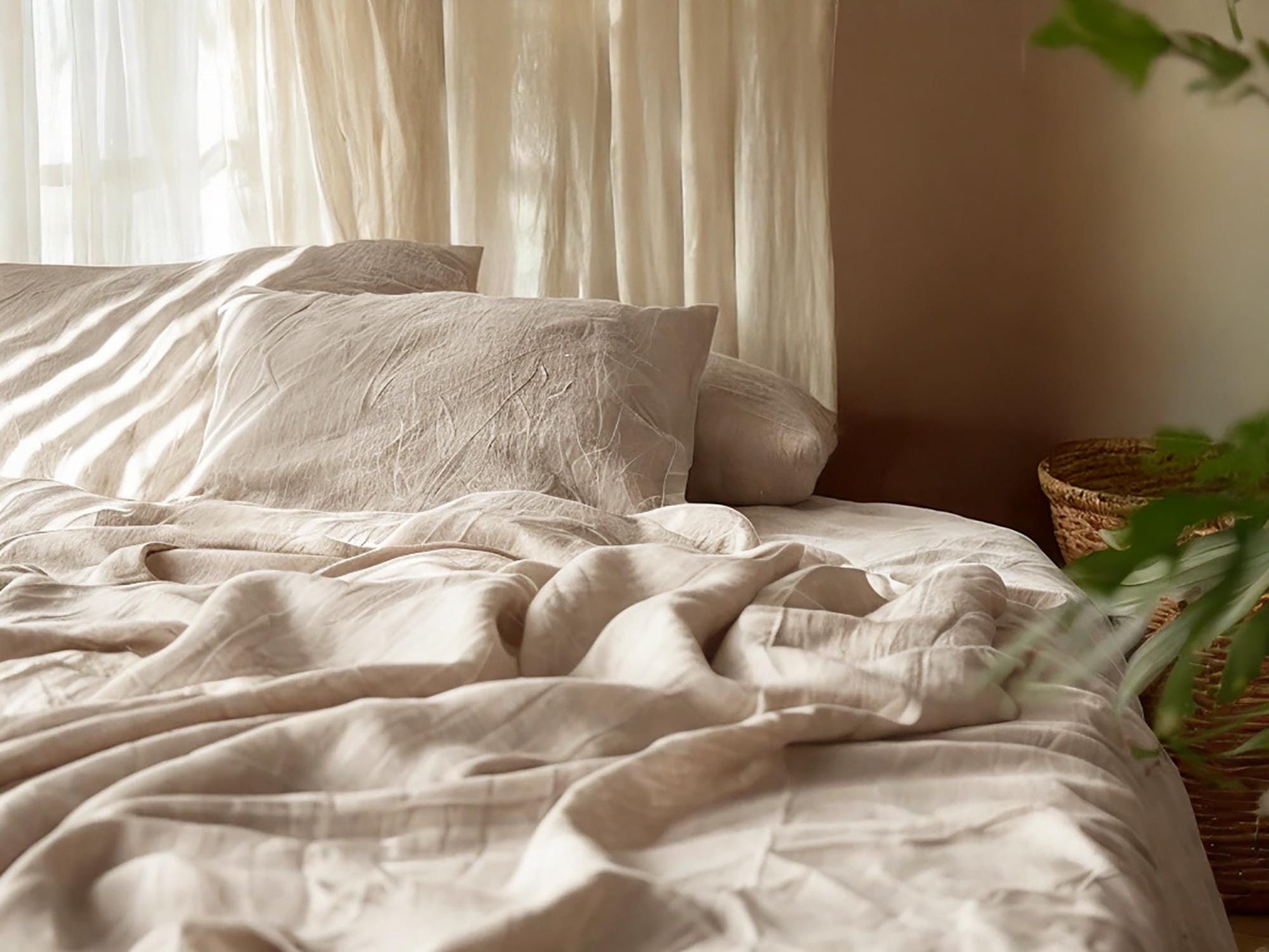 Oat linen fitted sheet 1 Fitted sheet Breathable Stonewashed Bed Sheet in 100% Natural Flax