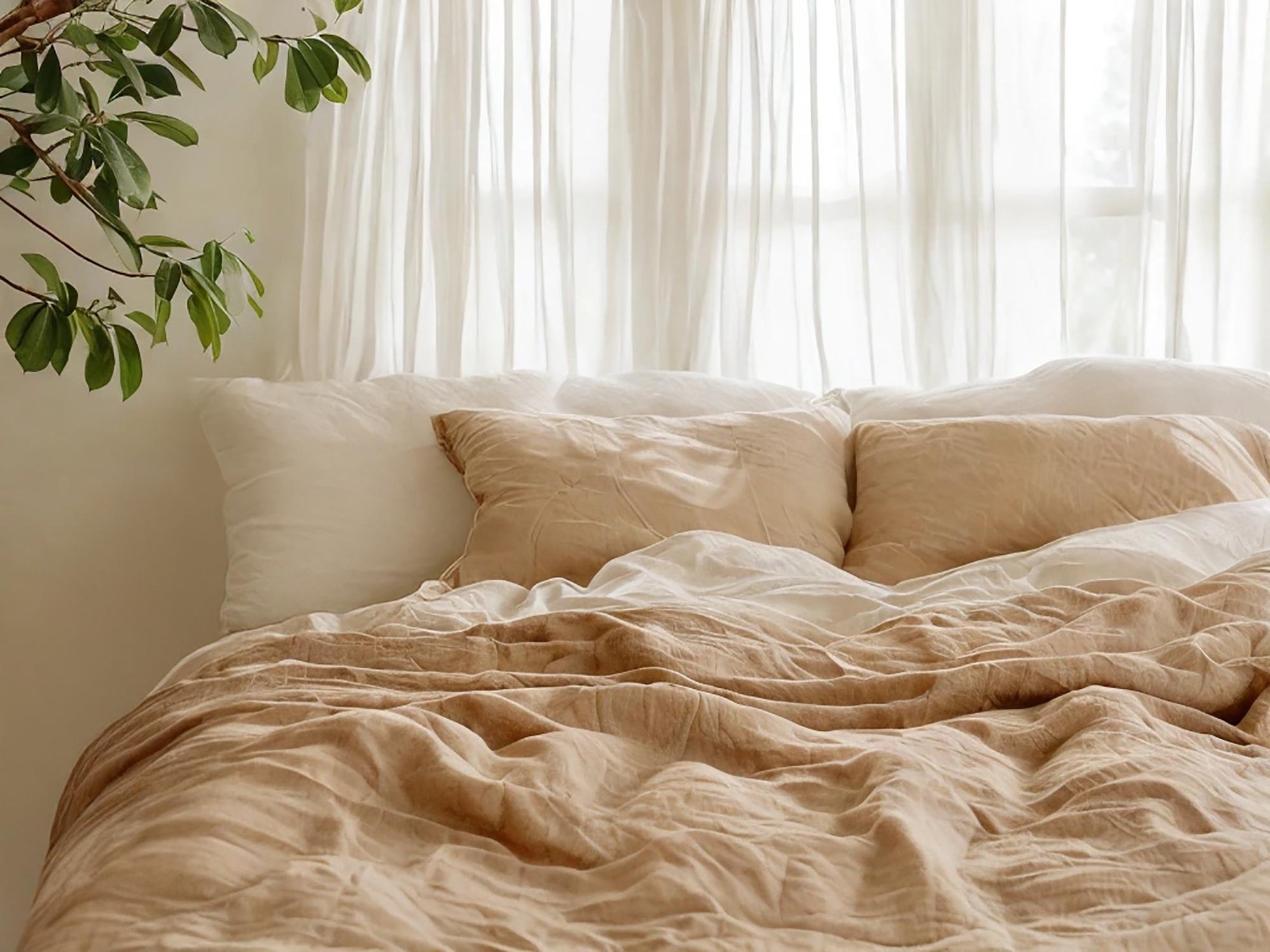 Caramel linen fitted sheet 1 Fitted sheet Breathable Stonewashed Bed Sheet in 100% Natural Flax