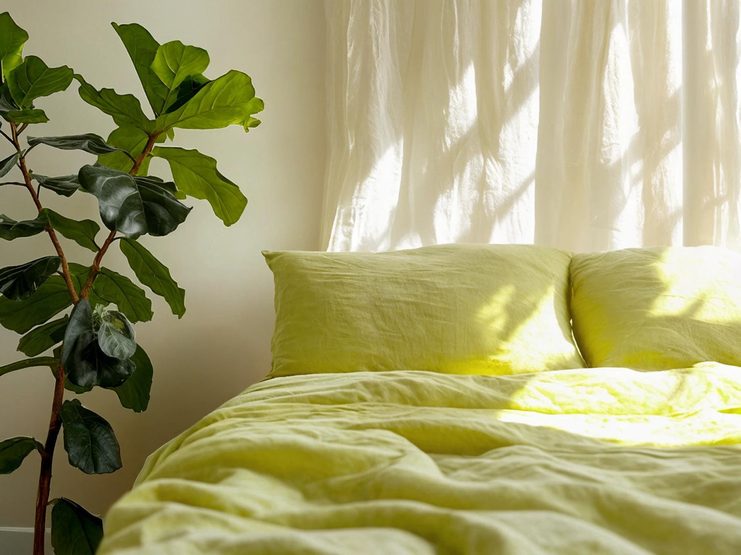 Lemon linen fitted sheet 1 Fitted sheet Breathable Stonewashed Bed Sheet in 100% Natural Flax