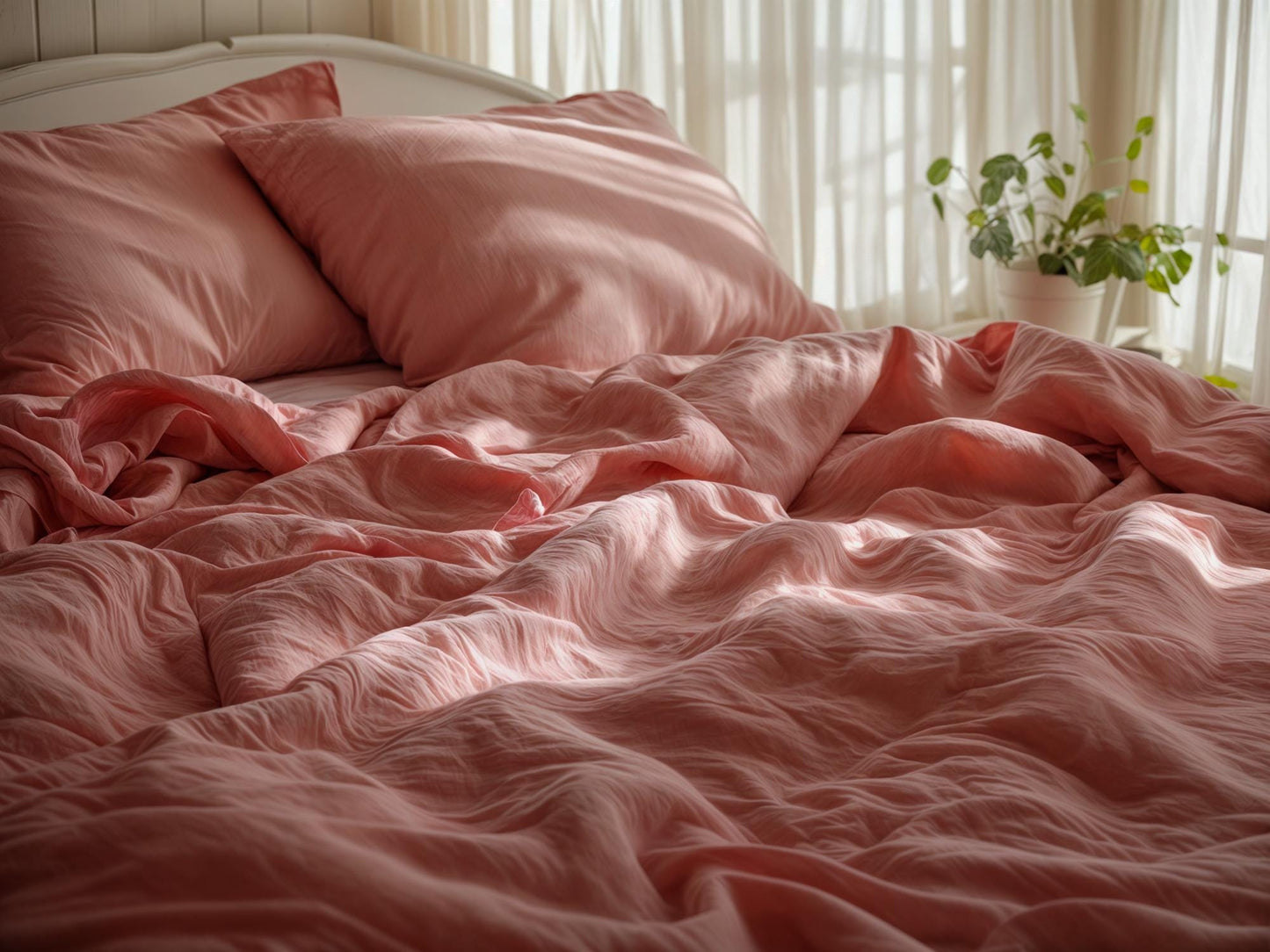 Coral linen fitted sheet 1 Fitted sheet Breathable Stonewashed Bed Sheet in 100% Natural Flax