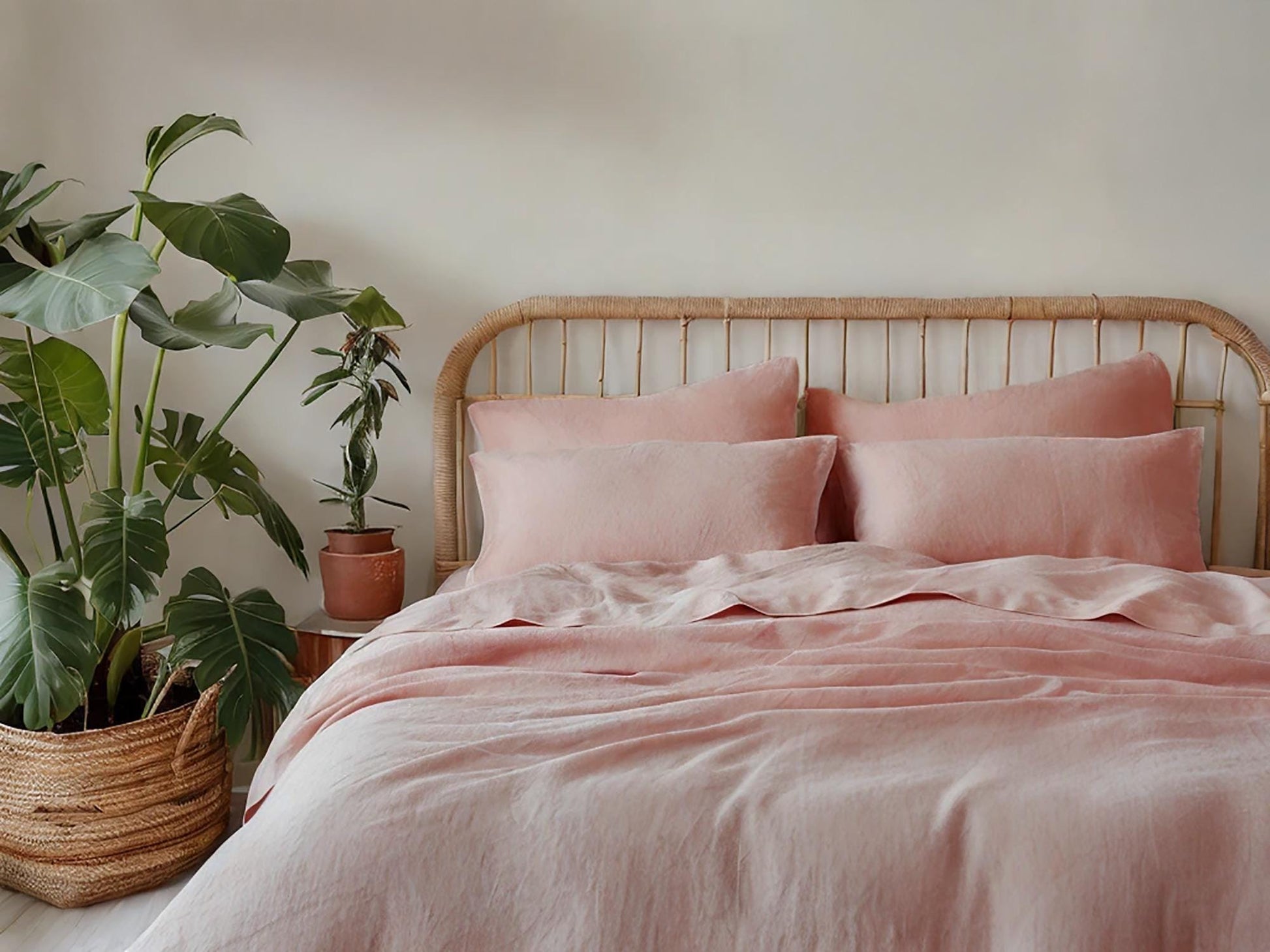 Peach linen fitted sheet 1 Fitted sheet Breathable Stonewashed Bed Sheet in 100% Natural Flax