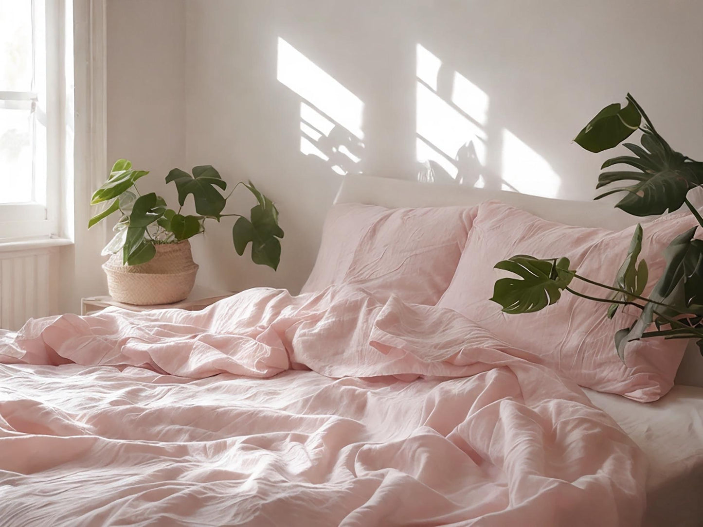 Pastel pink linen fitted sheet 1 Fitted sheet Breathable Stonewashed Bed Sheet in 100% Natural Flax