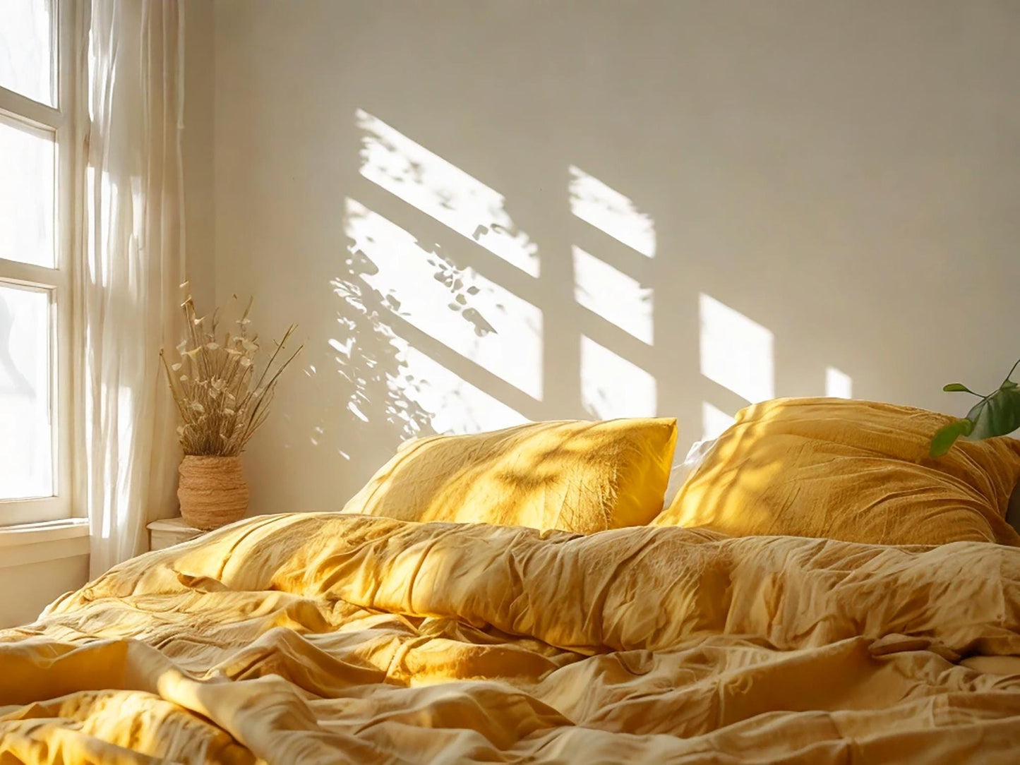 Marigold Linen Bedding Set Rustic Duvet Cover and 2 Pillowcases Soft Medium Weight Bedding, Stonewashed Comfort