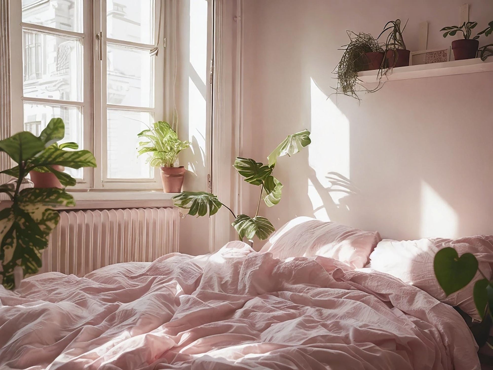 Pastel pink Linen Bedding Set Rustic Duvet Cover and 2 Pillowcases Soft Medium Weight Bedding, Stonewashed Comfort