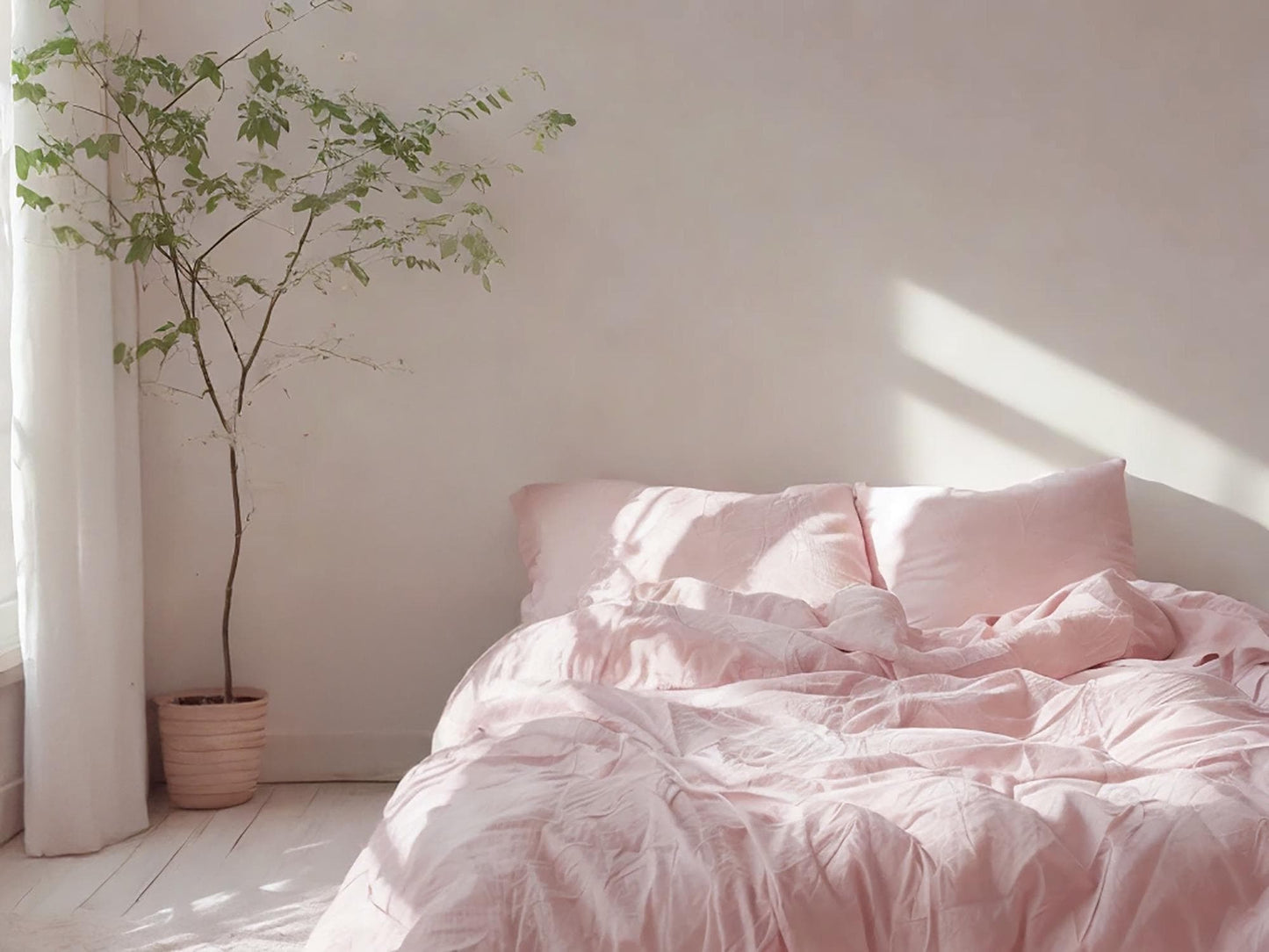 Pastel pink Linen Bedding Set Rustic Duvet Cover and 2 Pillowcases Soft Medium Weight Bedding, Stonewashed Comfort