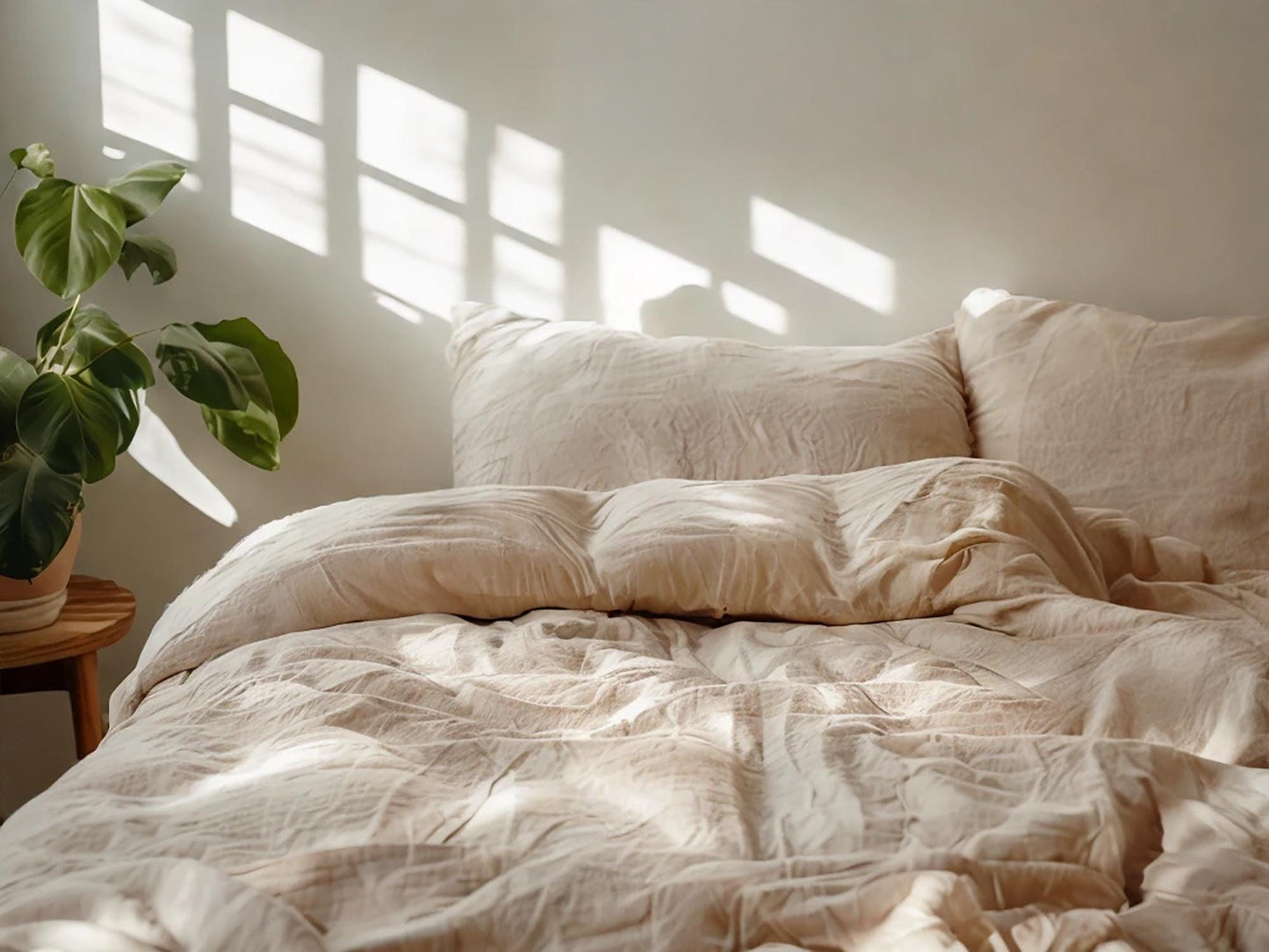 Caramel Linen Bedding Set Rustic Duvet Cover and 2 Pillowcases Soft Medium Weight Bedding, Stonewashed Comfort