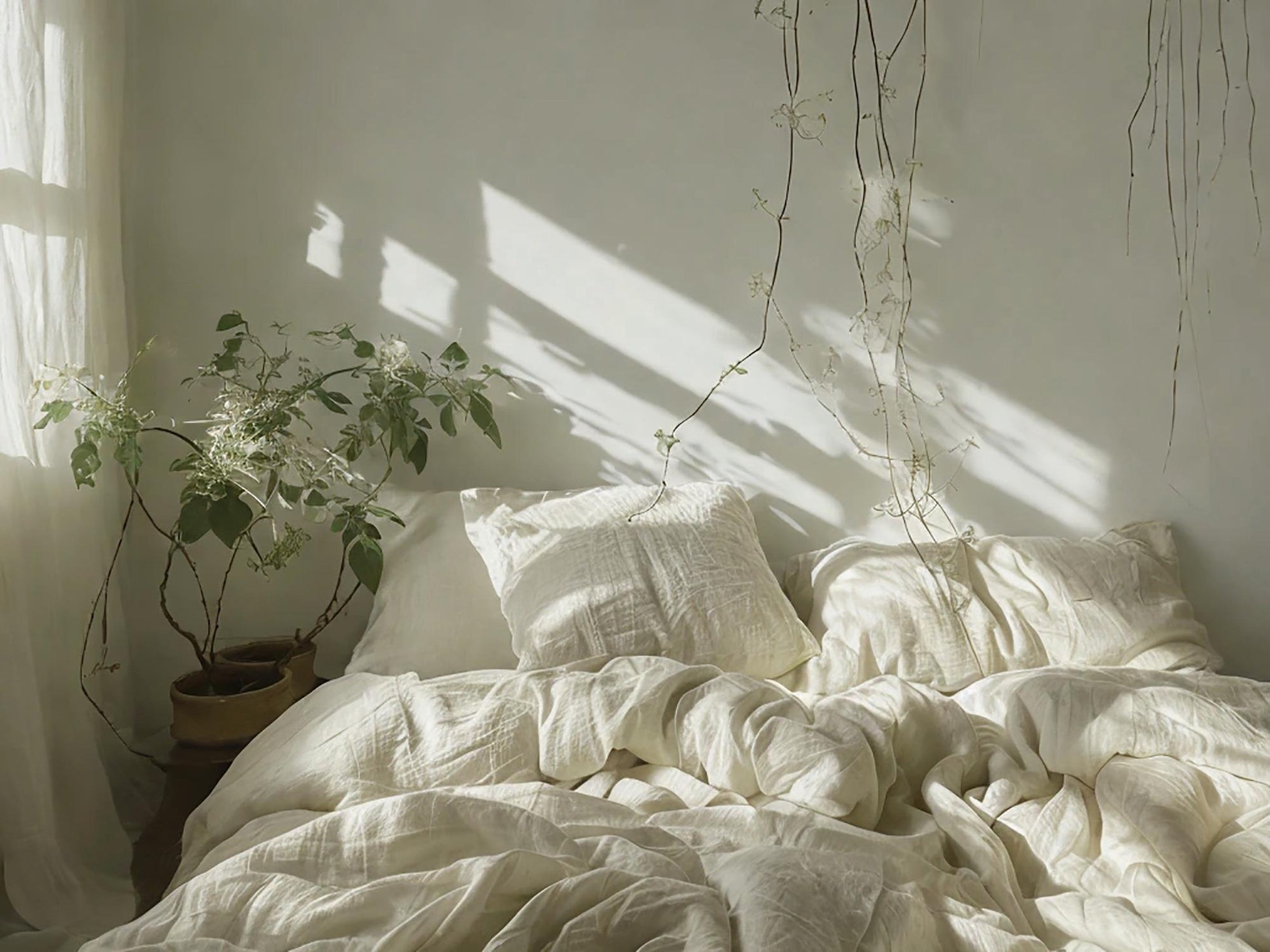 Ivory Linen Bedding Set Rustic Duvet Cover and 2 Pillowcases Soft Medium Weight Bedding, Stonewashed Comfort