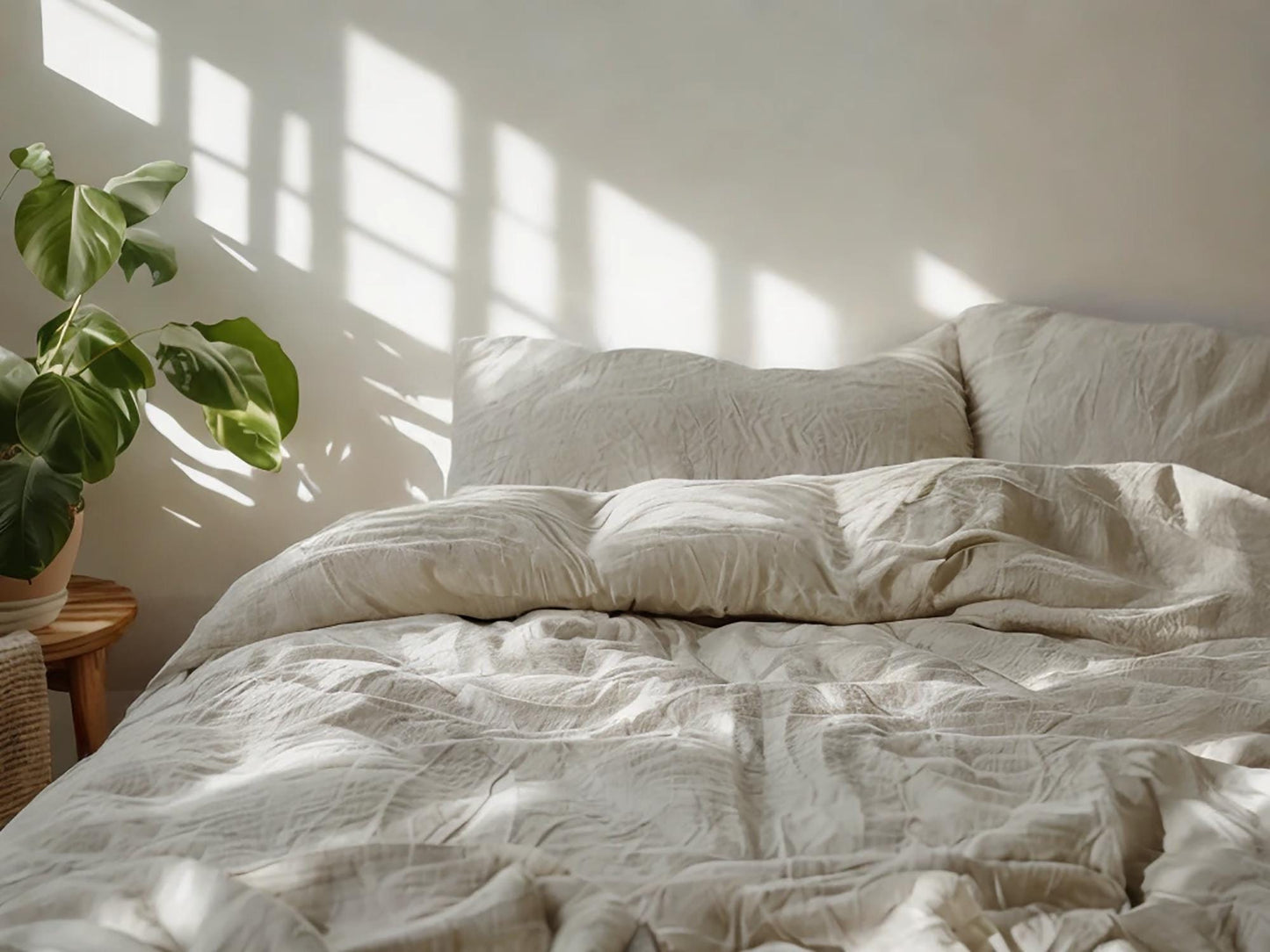 Sand Linen Bedding Set Rustic Duvet Cover and 2 Pillowcases Soft Medium Weight Bedding, Stonewashed Comfort