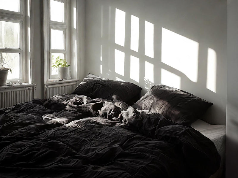 Black linen Duvet cover Soft 1 Medium Weight Cover Breathable Stonewashed Comfort