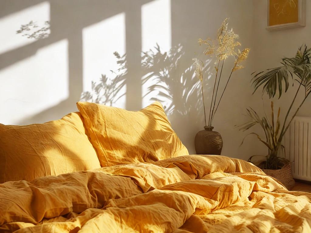 Marigold linen Duvet cover Soft 1 Medium Weight Cover Breathable Stonewashed Comfort