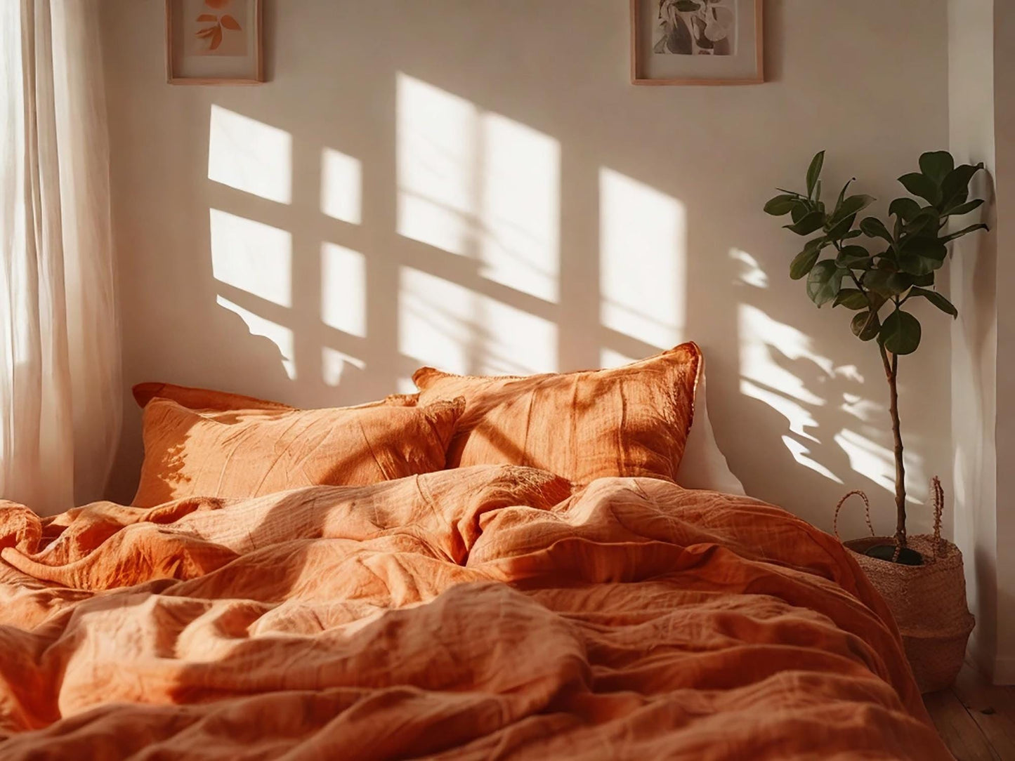 Carrot linen Duvet cover Soft 1 Medium Weight Cover Breathable Stonewashed Comfort