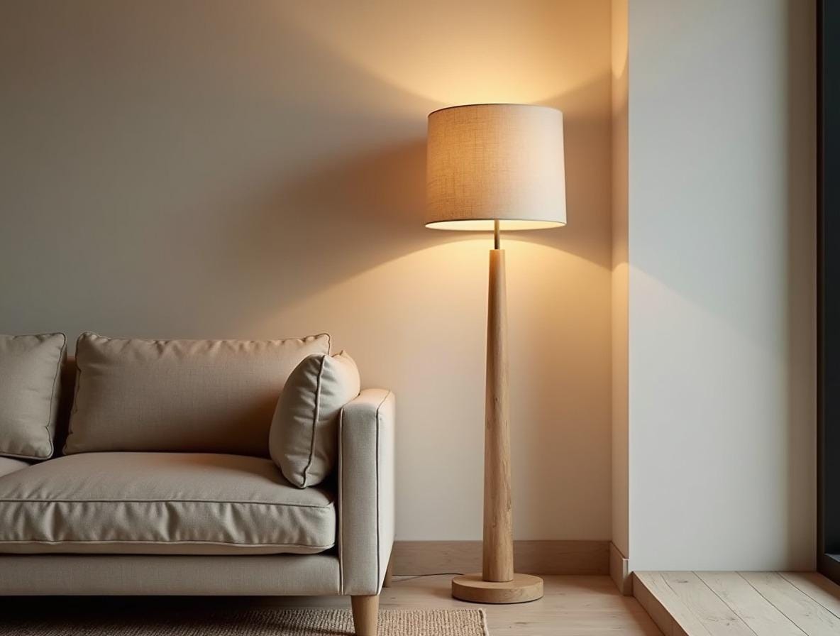 Handmade Natural Oak Floor Lamp, Japandi Rustic Style, Wooden Standing Light For Home Office, Nordic Interior Decor, Cozy Gift Idea