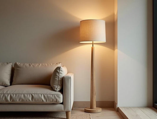 Handmade Natural Oak Floor Lamp, Japandi Rustic Style, Wooden Standing Light For Home Office, Nordic Interior Decor, Cozy Gift Idea